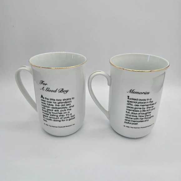 Mugs Norman Rockwell vintage Museum Porcelain Coffee Tea Cups Mugs 1982 Set - Picture 9 of 11